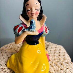 Snow White Ceramic Figurine with Blue Bird